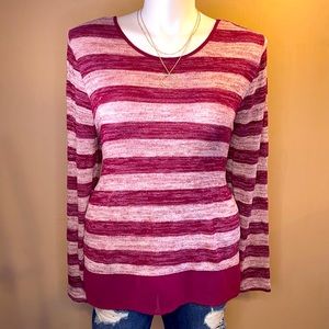 Stripped, Chiffon Layered, Split Back Top